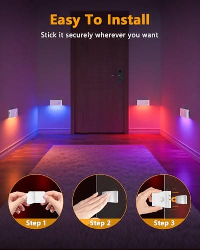 WILLED Stair Lights Indoor RGB & Warm White,Rechargeable Motion Sensor Night Light,Wireless Motion Sensor Lights Indoor for Stair,Bathroom,Hallway,Kitchen,Closet,Cabinet,Bedroom,Kids' Room - Thumbnail 6