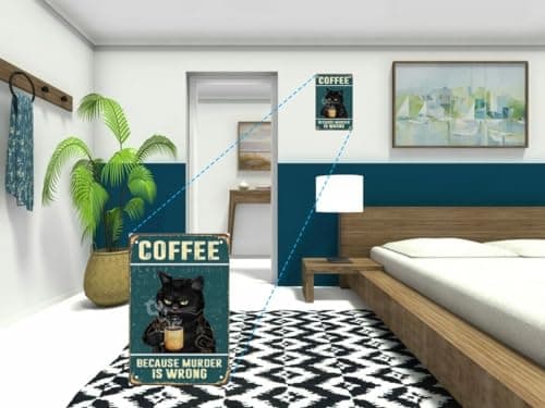 Carastora Vintage Metal Tin Sign Funny Sarcastic Party Wall Art Decor Signs Cat Metal Sign - Retro Coffee Theme, Funny Cat Lover Gifts, Suitable for Home & Office Decor, 8x12 Inch - Thumbnail 4