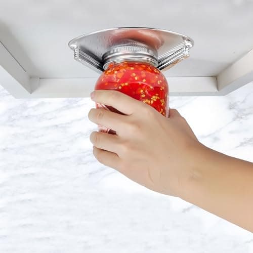 Mount-on Cabinet Jar Opener for Weak Hands,Seniors with Arthritis,for Weak Hands, Jar Lid & Bottle Cap Opener Tool, Under Counter Can Opener, One Handed Jar opener 304 Stainless Steel(White) - Image 1
