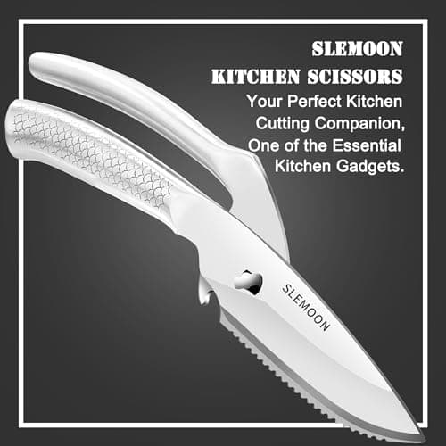 SLEMOON Heavy Duty Poultry Shears for Food, 3CR14 All-steel Forged Multi-function Detachable Kitchen Shears for Spatchcock Turkey,Chicken,Salad,Dishwasher Safe Anti-Slip Kitchen Gadgets - Thumbnail 3