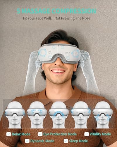 SKG Eye Massager with Heat & Music, Valentine's Day Gifts for Her Him, Foldable Sleep Mask for Migraine & Eye Strain, 5 Massage Modes for Tired Eyes Relax, Birthday Gifts for Dad, Mom, Men, Women - Thumbnail 3