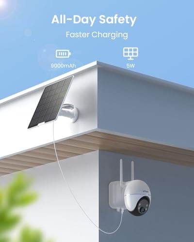 ieGeek Solar Security Cameras Wireless Outdoor, WiFi Surveillance Camera with Solar Panel & 9000mAh Battery, 24/7 Recording, 360° Panoramic View, Auto Tracking, 2K Color Night Vision, No Subscription - Thumbnail 4
