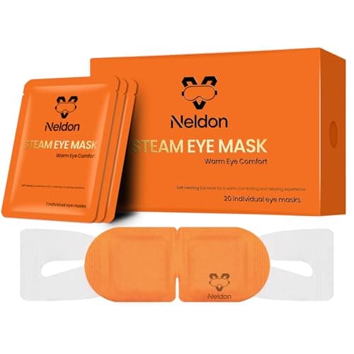 Neldon Steam Eye Mask Disposable 20 Pack, Self Heating Heated Warm Compress for Dry Eyes, Self-Warming Eye Pad for Sleep Travel Spa, Relaxation Gift for Women Men