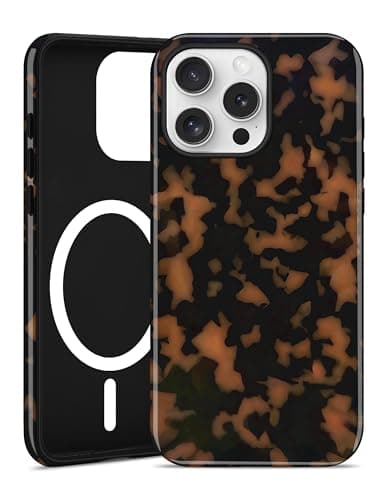 Aitipy Compatible with MagSafe Tortoise Shell Phone Case for iPhone 14 Pro, Cute Magnetic Aesthetic Yellow Leopard Print Soft TPU Hard PC Shockproof Protective Phone Cover for Women Girls