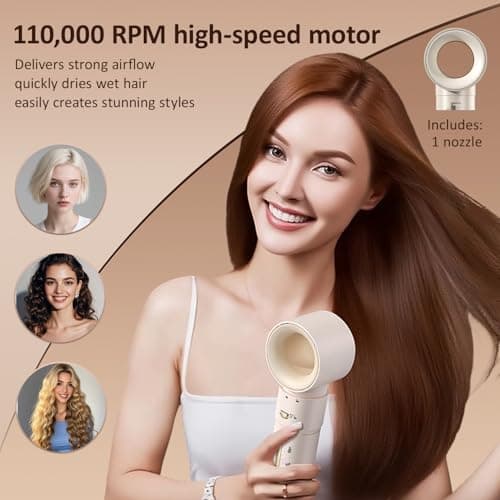5 in 1 Multi Hot Air Styler Wrap, 110,000 RPM High-Speed Hair Dryer Brush with Auto Wrap Curlers & Blow Dryer Brush with Travel Case, Fast Drying & Frizz-Free Styling, No Heat Damage for Women - Thumbnail 2