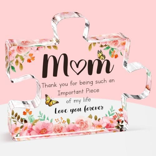 Mothers Day Gifts for Mom - Meaningful Acrylic Puzzle Piece Decor - Heartwarming Mom Birthday Gifts from Daughter Son, Mothers Day Gifts, Thoughtful Keepsake Plaque for Home Office Desk, 3.9 x 3.3 Inch - Image 1