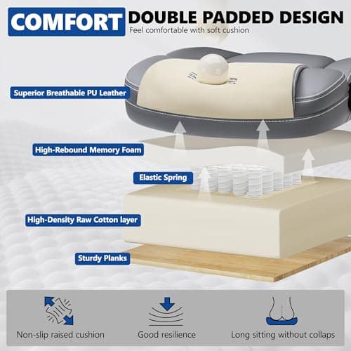 PU Leather Executive Office Chair, Ergonomic High-Back Computer & Gaming Chair with Adjustable Height, Rolling Swivel & Flip-Up Armrests, Comfy Padded Seat for Home Office-Gray - Thumbnail 4