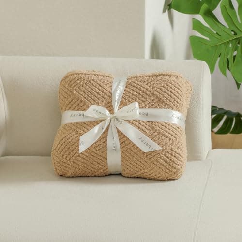bearberry Super Soft & Fuzzy Minky Throw Blanket Lightweight All-Season - Diamond Stitch Plush Fleece for Couch, Bed, Sofa | Machine Washable Cozy Gift for Women, Men, Home (Camel, 40”x50”) - Thumbnail 5