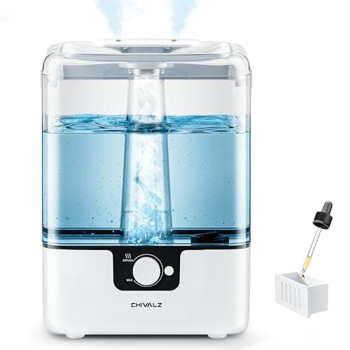 CHIVALZ Humidifiers for Bedroom Large Room Home, 6L Cool Mist Humidifier for Baby and Plant, Oil Diffuser, Top Fill Humidifier with Night Light, Quiet 26dB, Up to 50H, White 1Pack - Image 1