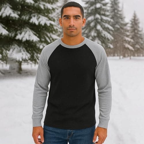 BROOKLYN'S BEST 3 Pack Mens Thermal Shirts - Long Raglan Sleeve Two Color Crew Neck Thermals for Men, Soft Base Layer Cold Weather Undershirts - Assorted Colors (XX-Large) - Thumbnail 4