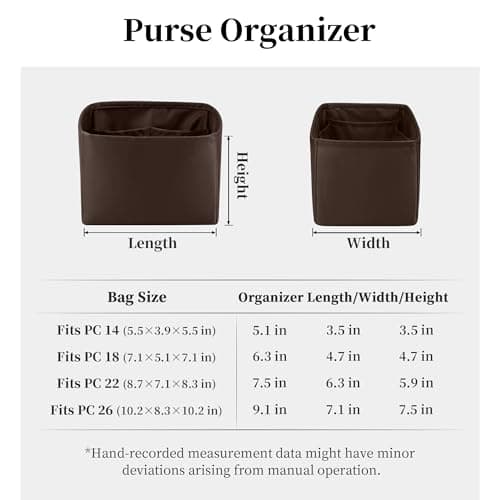 Purse Organizer Insert for Luxury Bag, Lightweight & Soft Satin Fabric with Pockets, Ideal for Travel, Shopping, and Daily Use, Multicolor Options, Fits Picotin 22(Chocolat, PC22) - Thumbnail 6