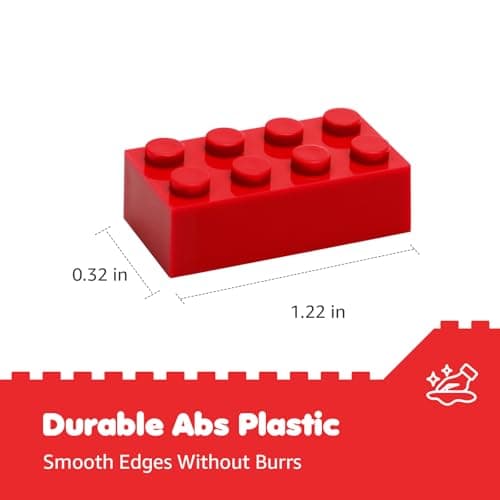 Lekebaby Classic Building Bricks, 200 Piece 2x4 Building Blocks STEM Creative Building Toys Compatible with All Major Brands, Educational Toy for Boys Girls 6 Years Old and Up(2x4 Red) - Thumbnail 4