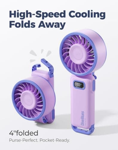 Diveblues Portable Turbo Fan, Purple Personal Neck Fan, Small Travel Fan - Thumbnail 3