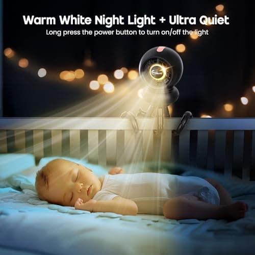 WITHOUSE Stroller Fan, Battery Operated Baby Stroller Fans, 8000mAh Rechargeable Fans, 75° Auto Oscillation Portable Fan, 5-12H Runtime, 4 Speeds Wind, Detachable Base & LED Display - Thumbnail 4