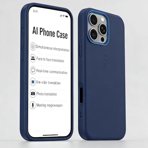 Voice Recorder for iPhone 16 Pro Max Phone Case, AI Meeting Recorder & Voice Recorder Device, 136 Languages Translator, Photo Translation, Magnetic Charging, Shockproof Protective Case (Blue) - Image 1