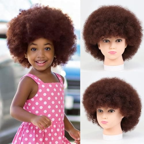 LQVEAIR Brown Afro Wigs for Women Small Size Adjustable Afro Kinky Wig 115gram Synthetic Disco Wigs For Daily Cosplay Party (Small,33#) - Image 1