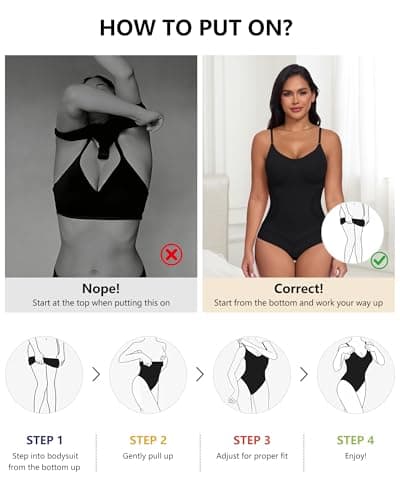 Xcutting Women's Shapewear Bodysuit Tummy Control Seamless Body Shaper Smooths & Lifts Waist Shaping Comfortable Everyday Wear Jumpsuit (Black Brief, Medium) - Thumbnail 4