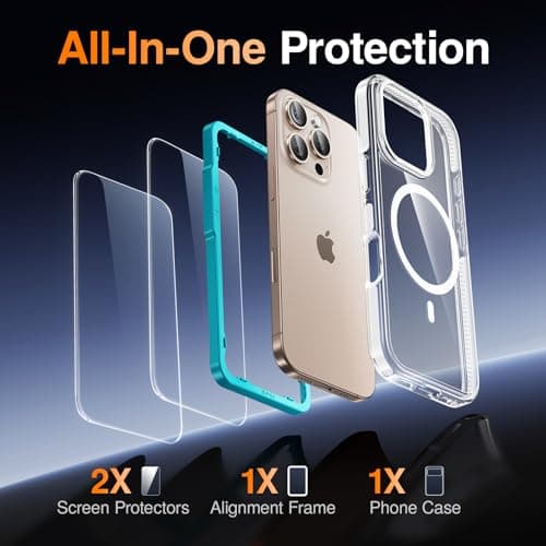 SMARTDEVIL MagSafe Case for iPhone 16 Pro, Magnetic Clear Shockproof Cover with 2 Screen Protectors, Military Grade Drop Protection Shockproof Slim Phone Case - Thumbnail 3