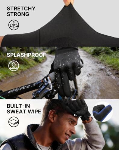 AXEVMEN Cycling Gloves Thin Winter Gloves for Women & Men Touchscreen Gloves for Running Biking Driving, Hiking,Outdoor Sports - Thumbnail 4