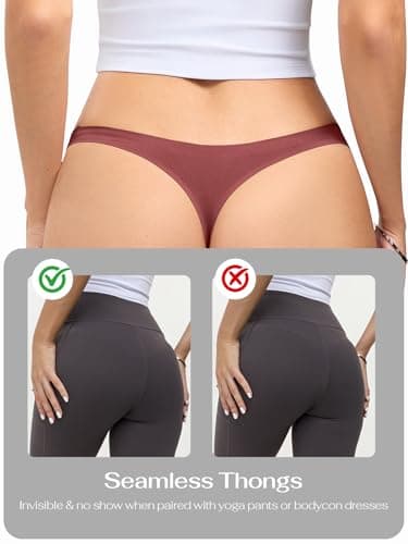 REORIA Womens Sexy Lace Seamless Thongs Panties for Women Cheeky No Show Breathable Underwear 5-Pack - Thumbnail 3
