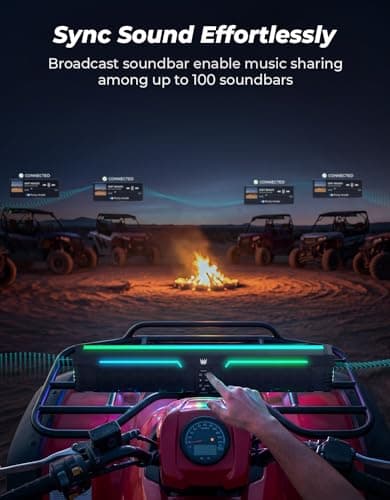 KEMIMOTO Midnight 80Gen2 31.5-inch 10-Speaker UTV Sound Bar, IP66 Water Resistant Golf Cart Sound Bar, ATV Speaker Bluetooth with RGB, SxS Soundbar Compatible with Polaris RZR Can-Am - Thumbnail 6