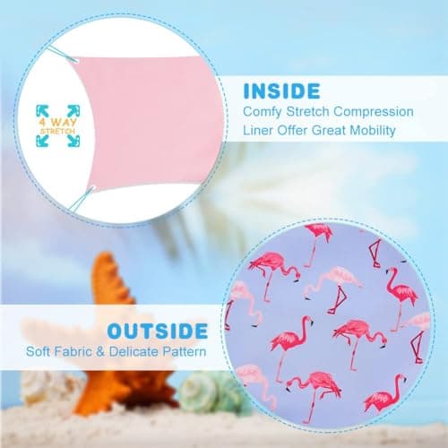 Cozople Little Boys Swim Shorts UPF50+ Swim Trunks with Boxer Brief Liner Swimwear Funny Flamingo Graphic Surf Boardshorts for Kids Stretchy Compression Bathing Suit Size 4t - Thumbnail 5