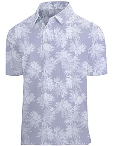 Actflare Golf Shirts for Men Moisture Wicking Quick-Dry Print Performance Polo Shirts for Men L - Image 1