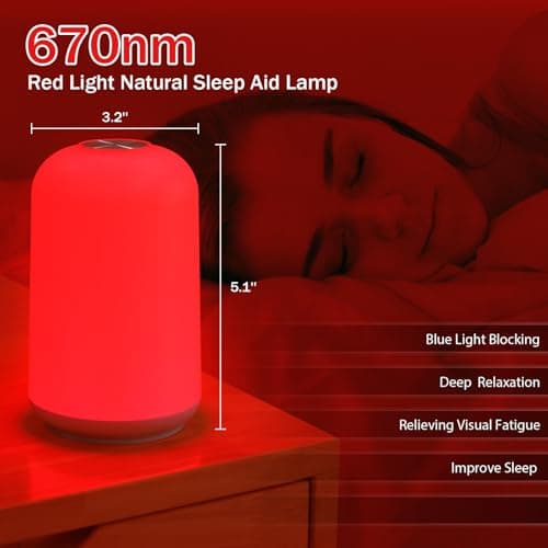 Streamlet 670nm Red Light Night Light for Sleep with Timer, Rechargeable, Dimmable, Sleep Aid Lamp Blue Light Blocking for Improve Sleep, Deep Relaxation, Meditation, Yoga - Thumbnail 2