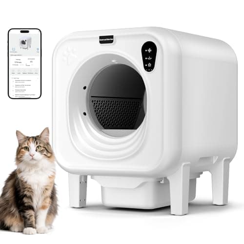 TOPNOTCH GENERAL Self Cleaning Litter Box, Extra Large Automatic Cat Litter Box Self Cleaning for Multiple Cats, App Control, Safety Protection, Ultra-Quiet,Includes Trash Bags,White - Image 1