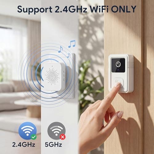 Video Doorbell Camera Wireless with Chime, Live View 2-Way Audio, Smart Ring Doorbell with HD Night Vision, Rechargeable Battery-Powered, 2.4GHz Wi-Fi Support, Cloud Storage, Advanced Home Security. - Thumbnail 4