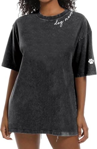 Dog Mom Shirt for Women Oversize Boy Mom Shirt Cute Mama Gifts Casual Graphic Print Tops - Image 1