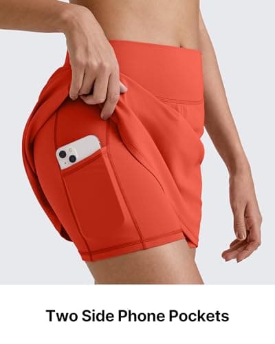 G4Free Golf Skirts for Women,Summer Soft Tennis Skorts with Pockets Ladies High Waisted Tummy Control Athletic Running Casual Short Skirt(Rust Orange,S) - Thumbnail 5