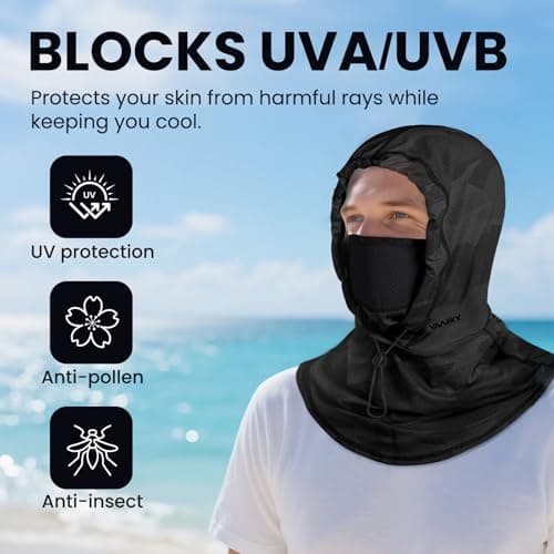 Cooling Balaclava Face Mask with Breathable Holes Sun Protection Full Face Mask for Men Women Fishing Cycling&Outdoor Work Black - Thumbnail 3