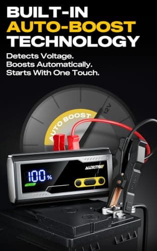 AUXITO 6000A Jump Starter, 12V Car Battery Jump Starter, Up to All Gas & 12L Diesel Engine with LED Display, Portable Jump Box with 3 Modes Flashlight and Jumper Cable, Storage Case - Thumbnail 4