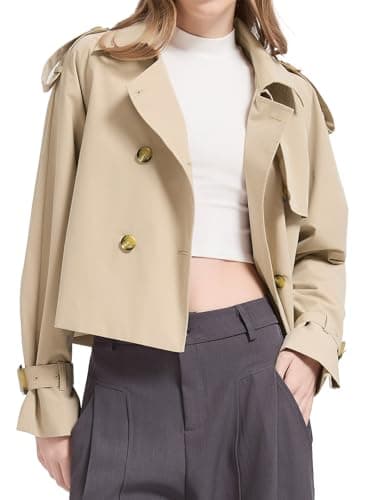 Orolay Short Trench Jackets for Women Cropped Trench Coat Double Breasted Spring Jacket Trendy Outwear - Image 1