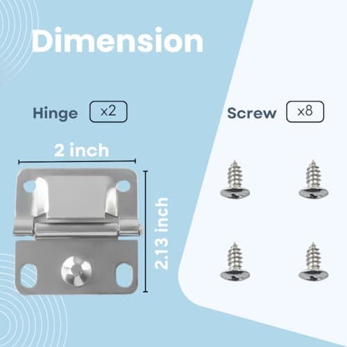 Cooler Stainless Steel Hinges Replacement with Screws for Coleman Ice Chest Coolers, 316 Stainless Steel, 2 Pack - Thumbnail 4