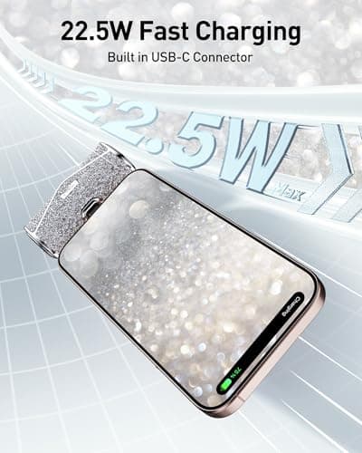 iWALK Upgraded Sparkly Portable Charger 22.5W, 5000mAh Power Bank for iPhone 17/16/15 Series, Mini Battery Pack with Built-in USB-C Connector Compatible with Samsung S25/24, iPad Pro/Air, AirPods - Thumbnail 5