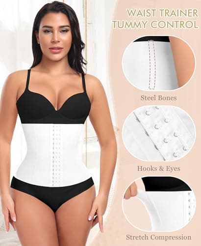 Ganado Waist Trainer for Women Corset Shapewear Tummy Control Waist Cincher Underbust Postpartum Girdle Body Shaper (#1 White(24.5CM) X-Large) - Thumbnail 4