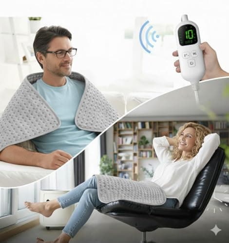 Large Heating Pad, 21"x41" Extra Large Heating Pad for Back Pain Relief Electric Heating for Period Cramps Shoulders Pain Relief Moist/Dry Heat 10 Heat Setting Auto Shut Off Gift for Women Men - Thumbnail 3