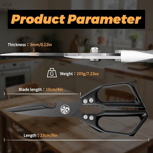 Kitchen Scissors for Food Japanese Shear - 2 PCS Poultry Shears, All Purpose Heavy Duty for Chicken, Meat, Quail, Fish, Turkey, Vegetables, Stainless Steel Cooking Scissors, Dishwasher Safe - Thumbnail 4