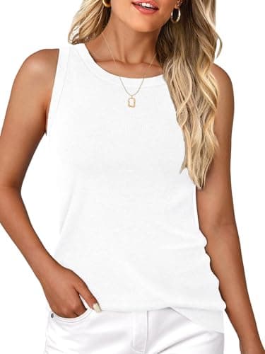 GKBK Women's Soft Cashmere Wool Blend Knit Sweater Vest Trendy Crewneck Sleeveless Tank Top for Business Casual and Old Money Fashion White - Image 1