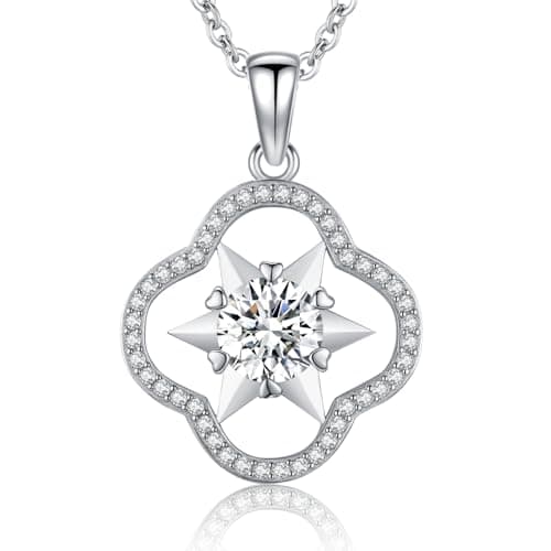 Sebina 2 Carat Moissanite Necklaces for Women 925 Sterling Silver Pendant Necklace,Anniversary Present or Valentine Christmas Mothers Day Birthday Jewelry Gifts for Mom Wife Her Girlfriend - Image 1