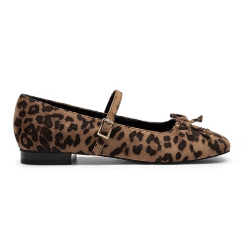 Athlefit Women's Mary Jane Flats Dressy Comfortable Square Toe Slip On Leopard Ballet Flats Shoes for Women Size 9.5 - Thumbnail 5