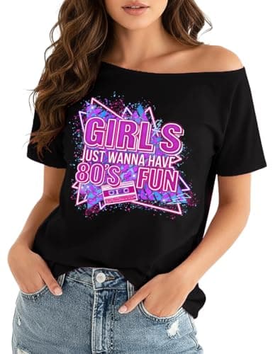 80s 90s Outfit for Women Sexy Off The Shoulder Tee Disco Party Casual Tops