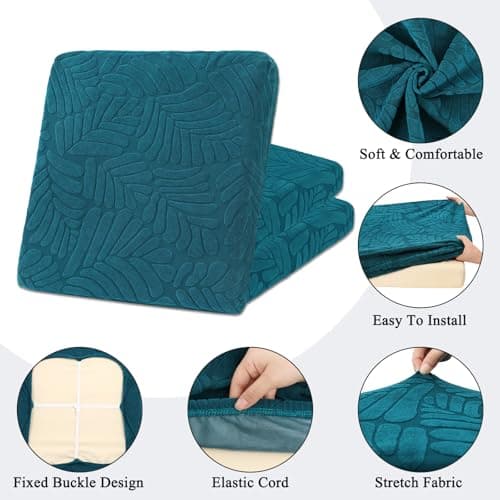 HEBE Stretch Patio Cushion Covers Set 8pcs,Waterproof Outdoor Couch Covers Replacement,Washable Reusable Seat Cushion Slipcovers for Patio Furniture Protector,Chair Cushion Cover - Thumbnail 4