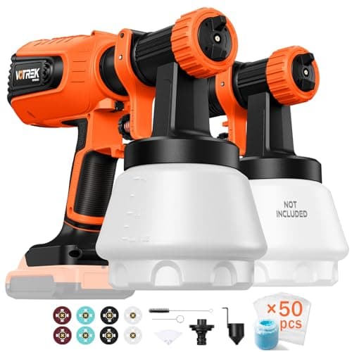 VOTREK Cordless Paint Sprayer Compatible with Dewalt 20V MAX Battery, Electric HVLP Spray Gun for House Painting: Furniture, Cabinet, [Brushless] [50PCS Disposable Cup Liners] [Replacement Dual-Gun] - Image 1