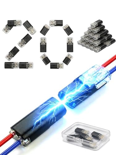20pcs Double Wire Plug in Connector Quick Connect Lock-Buckle Terminal Snap-On Block for 18-22 AWG Solid Stranded Cables Low Voltage LED Strip Lighting DIY Crafting 2 Pin - Image 1