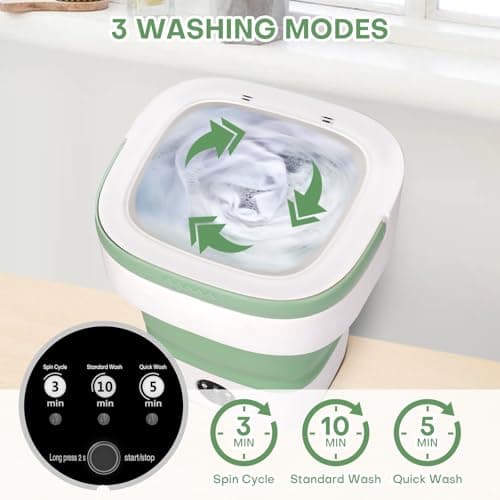 Portable Washing Machine, Upgrade 13L Mini Clothes Washer with 3 Modes, Foldable Small Laundry Machine for Travel, Camping, RV - Perfect for Underwear, Baby Clothes, Socks - Thumbnail 2