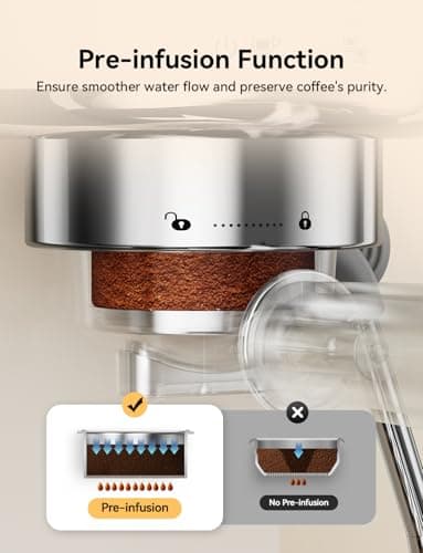 Neretva Espresso Machine 20 Bar, Super Compact Espresso Maker Stainless Steel Professional Espresso Maker Machine with Power Steam & LED Display for Home Barista Latte and Cappuccino Maker-Beige - Thumbnail 3