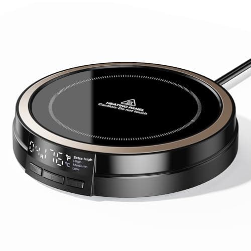 Coffee Mug Warmer for Desk, 50W Fast Heating Cup Warmer with Smart Display, 4 Temps & 12H Timer, Auto Shut Off for Tea, Milk, Hot Drinks - Classic Black